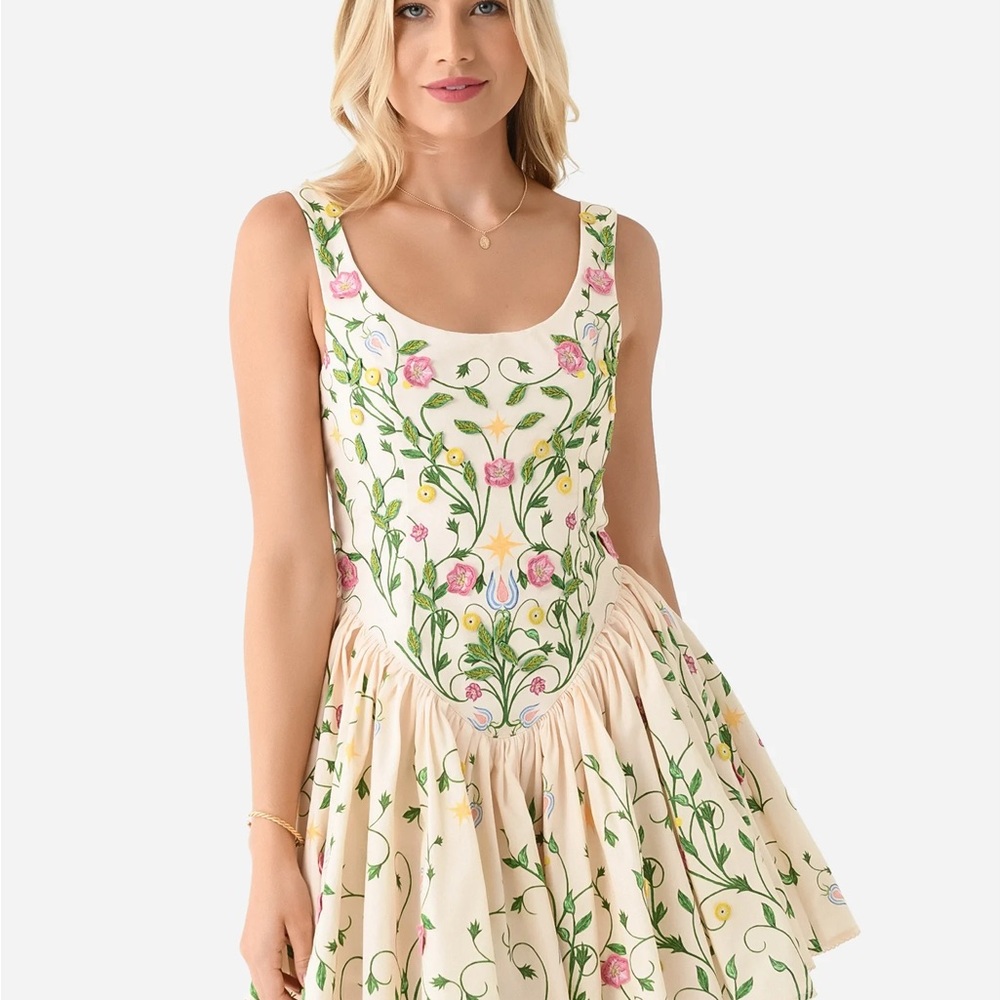 Agua by Agua Bendita WOMEN'S PLUMA ESTELAR EMBROIDERED MINI DRESS